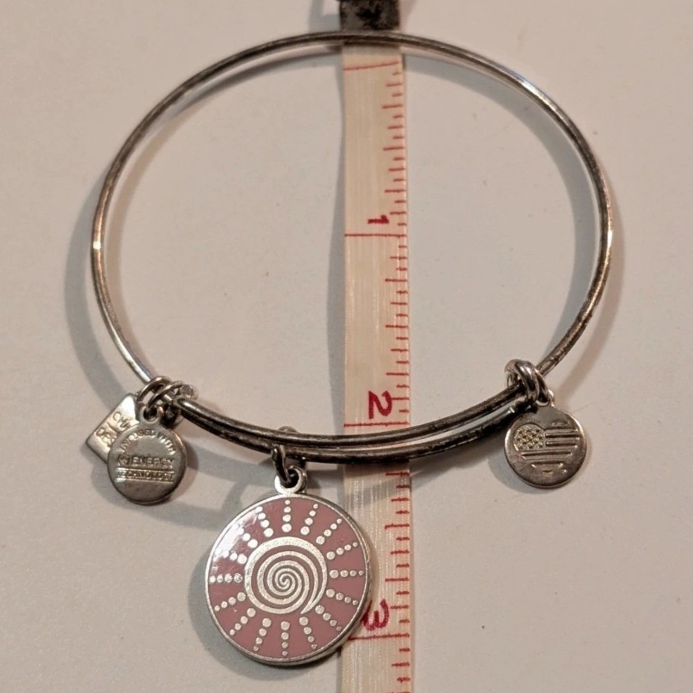 Alex and Ani Spiral Sun Pink Enamel Silver Tone Expandable Bangle Bracelet